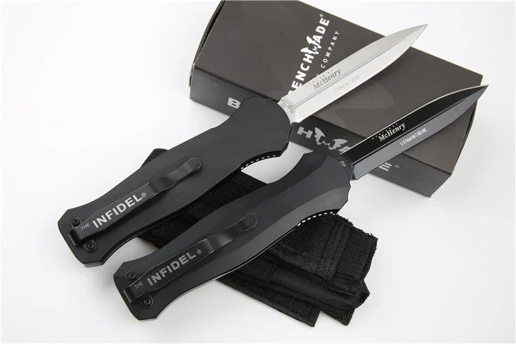 Benchmade 3300 Infidel Out-the-Front (OTF) Automatic Knife – 3.95" D2 Tool Steel Double-Edge Dagger