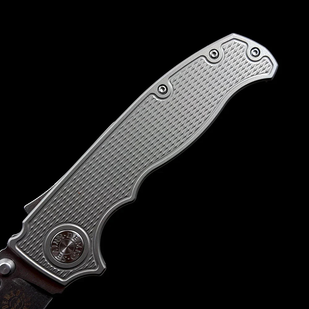 Demko Dynamics MG AD20S Folding Knife – 3.25" M390 Premium Steel Shark-Foot Blade – Precision Titanium Alloy Handle