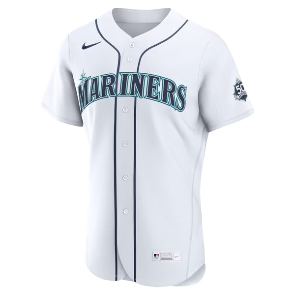 Colt Emerson Seattle Mariners Nike Home 50th Season Authentic Jersey - White