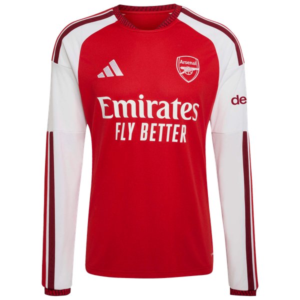 Declan Rice Arsenal adidas 2026/27 Home Replica Long Sleeve Jersey - Red