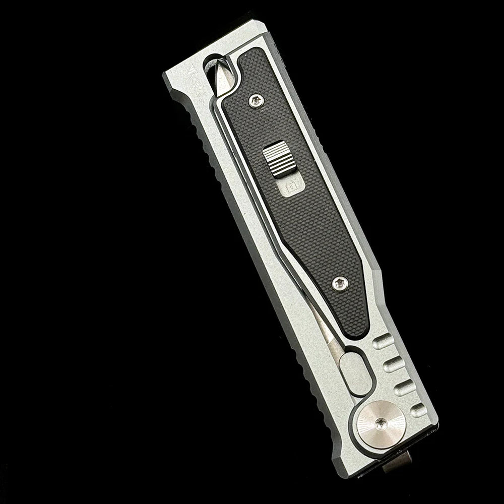 REATE Gravity Double Blade Knife – 3.15" D2 Steel Satin Blade – Aluminum & G10 Hybrid Handle