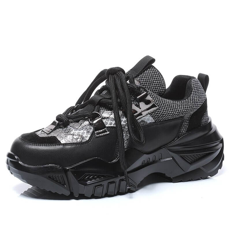 Nevada Gne Leather Chunky Sneaker, Women Cross-tie Fashion Casual Shoes Footwear