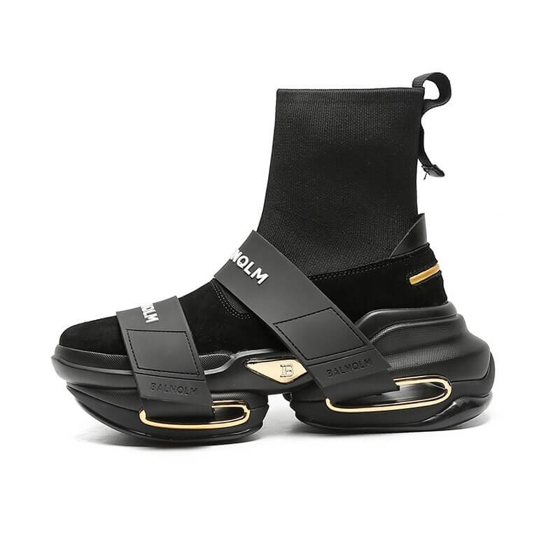 ADBOOV 202 New Fashion High Top Sock Sneakers Women Thick Sole Platform Casual Shoes Ladies Genuine Leather Slip On Sock Boots F