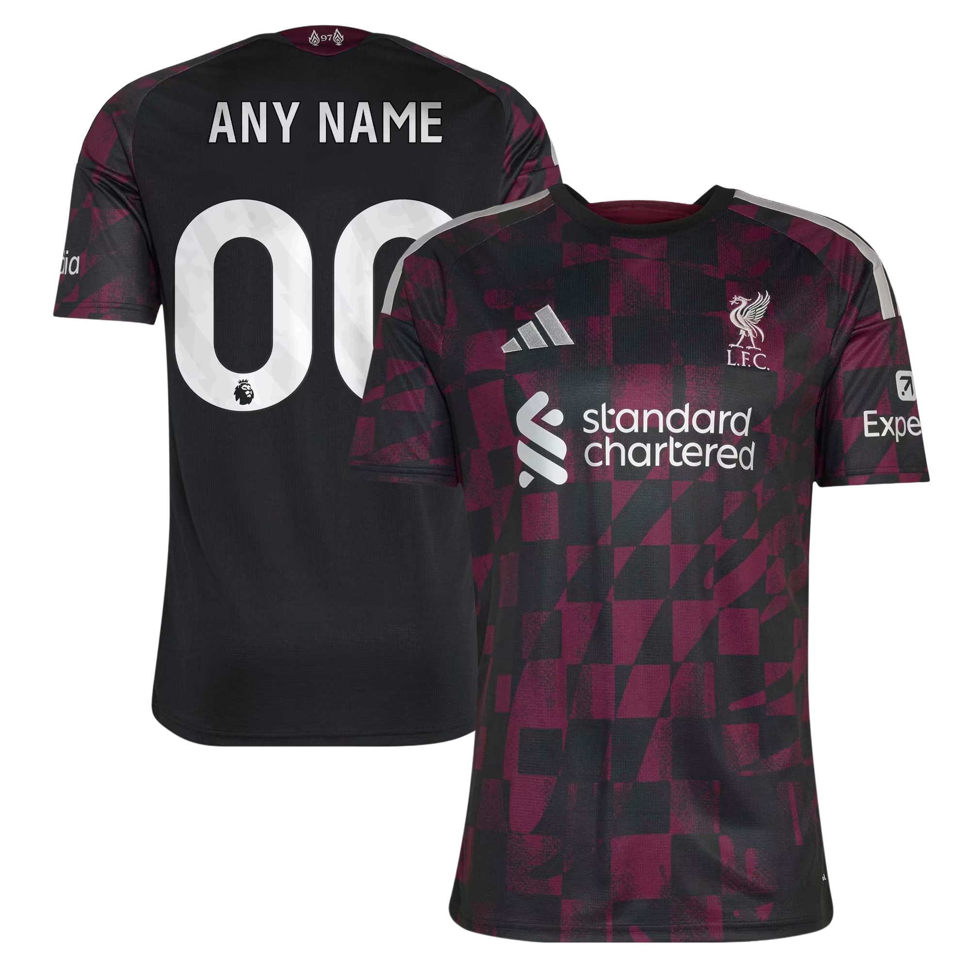 Black Checkerboard Metallic Trim Third Custom Soccer Jersey | Athletic Apparel Liverpool