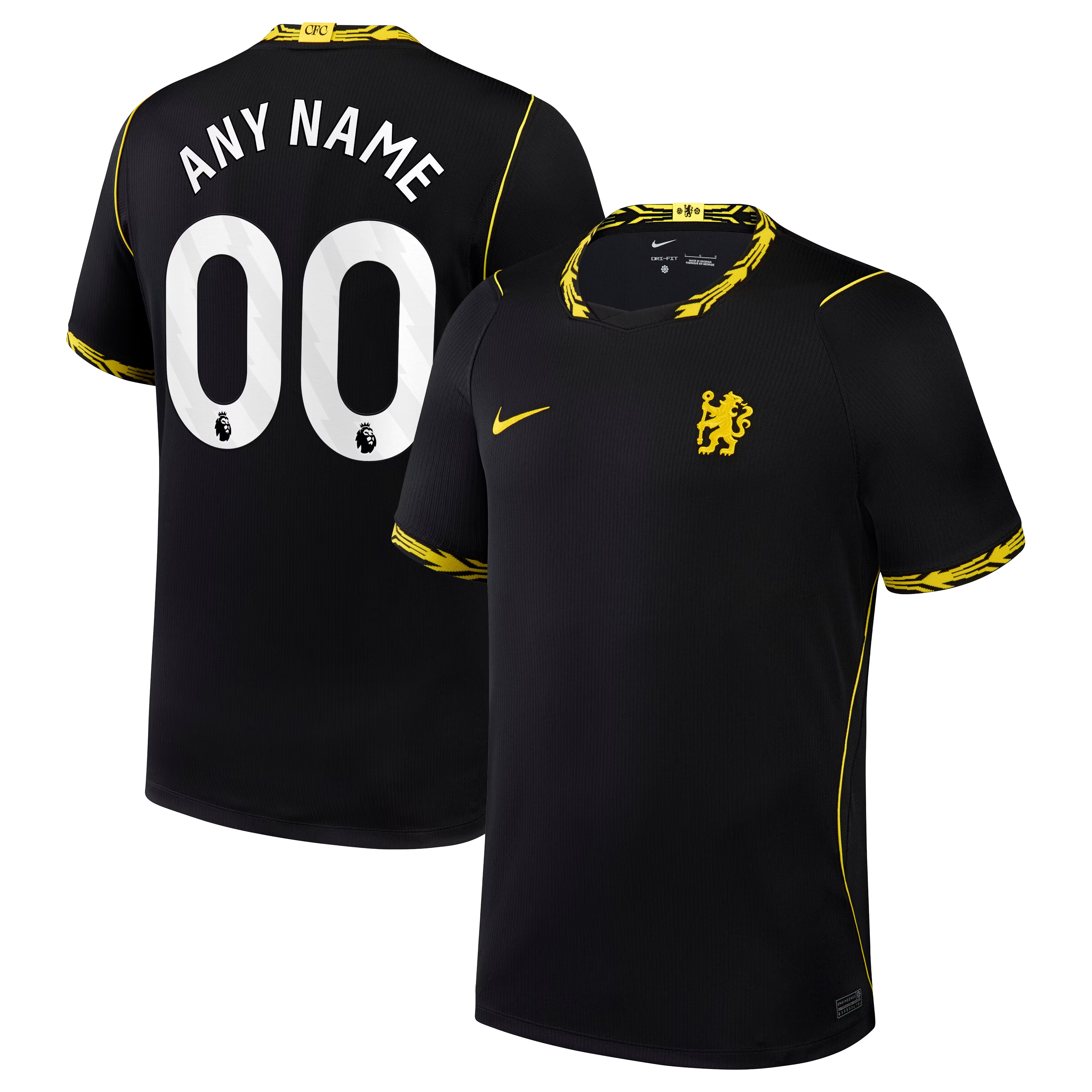 Black Gold-Accented Away Customized Soccer Jersey | Athletic Fan Apparel Chelsea