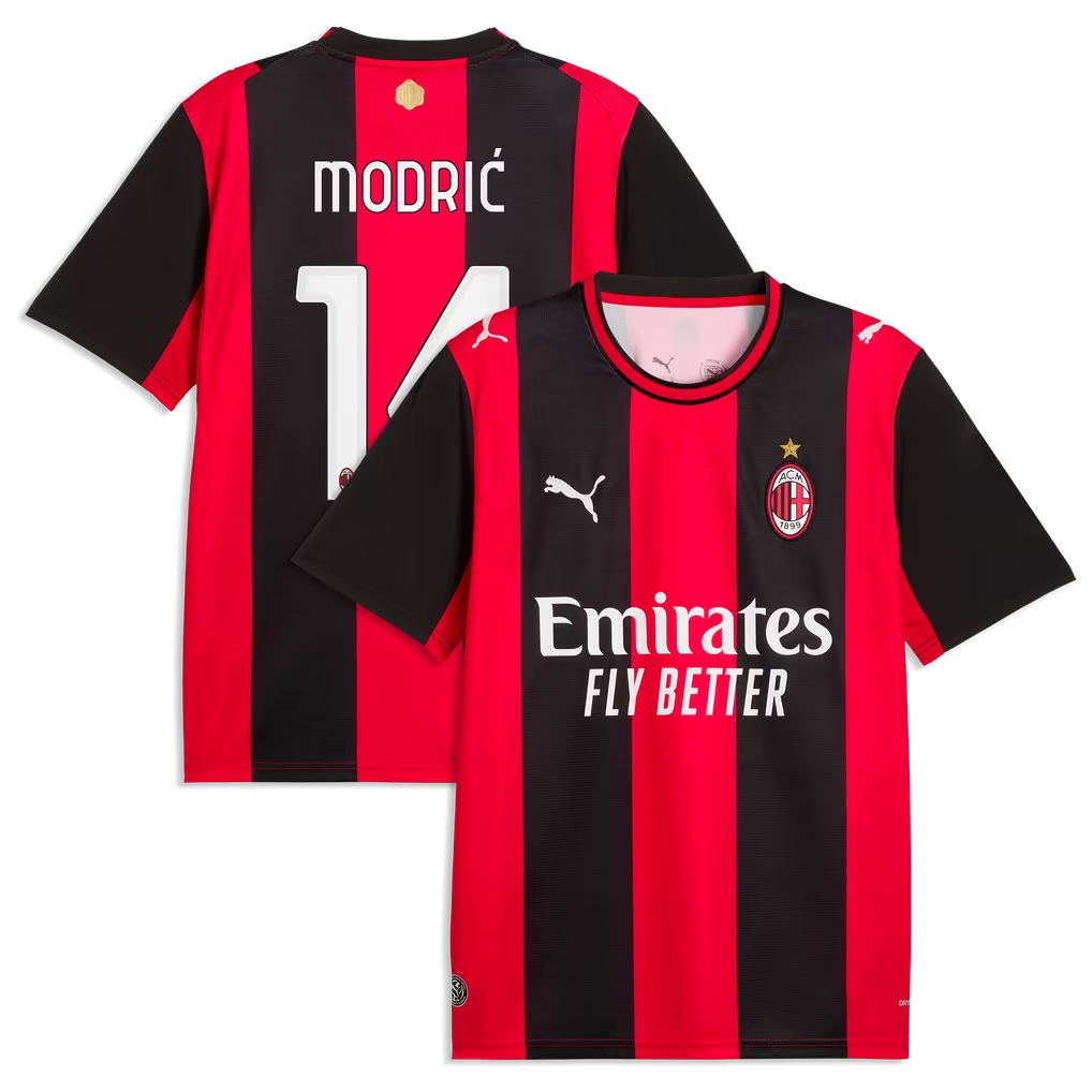 Black and Red Stripe Player Home Soccer Jersey Modrić | Athletic Apparel Milan