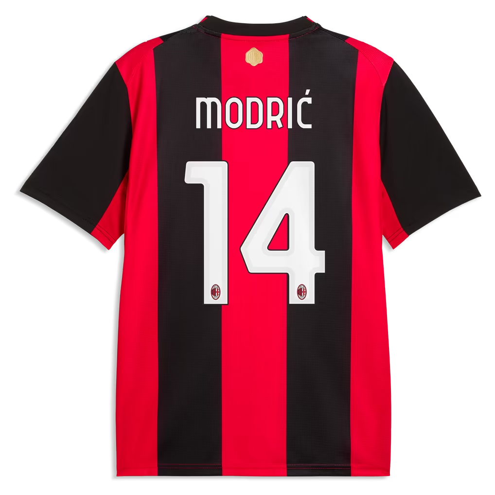 Black and Red Stripe Player Home Soccer Jersey Modrić | Athletic Apparel Milan