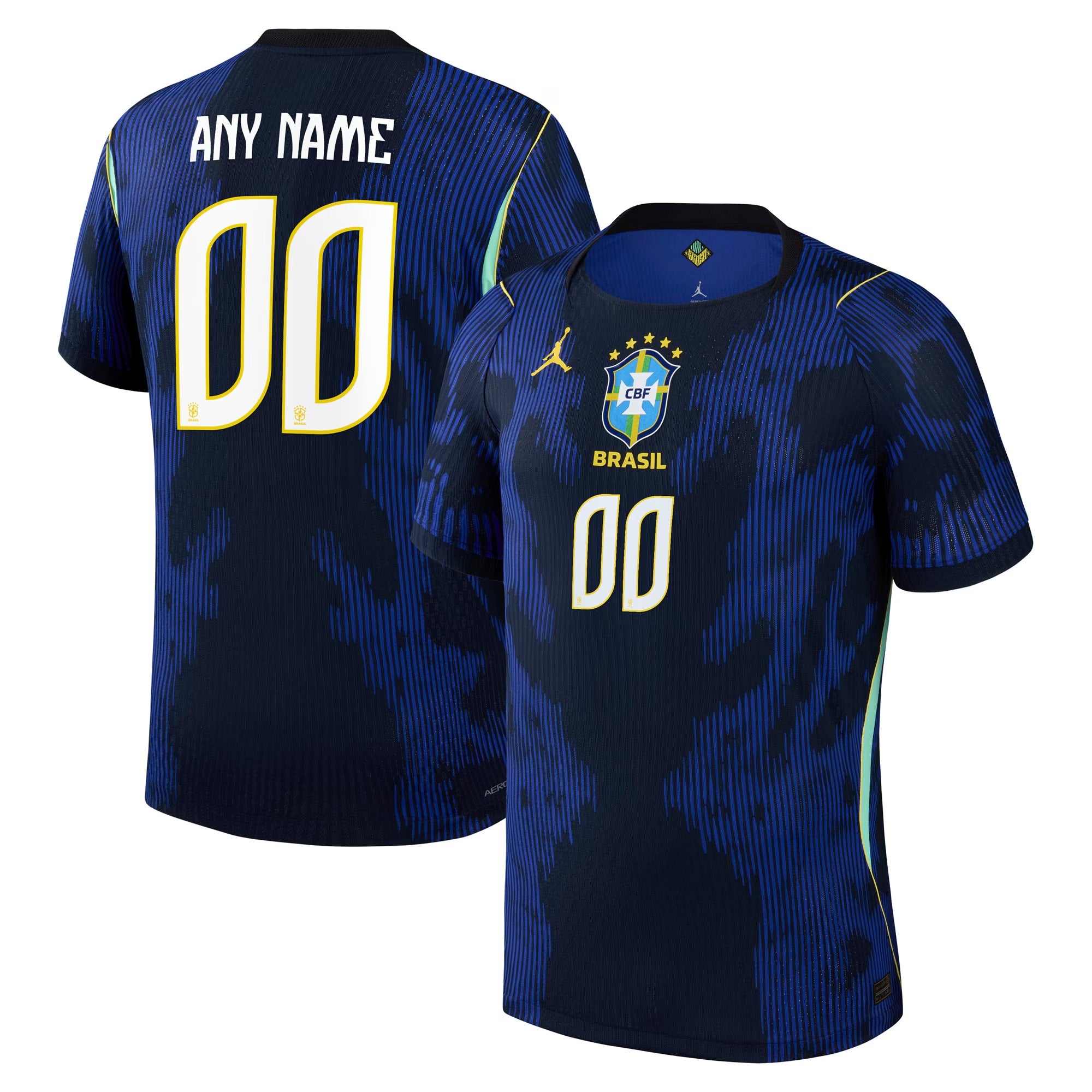 Brazil National Team Jordan Brand 2026 Away Match Custom Jersey - Blue