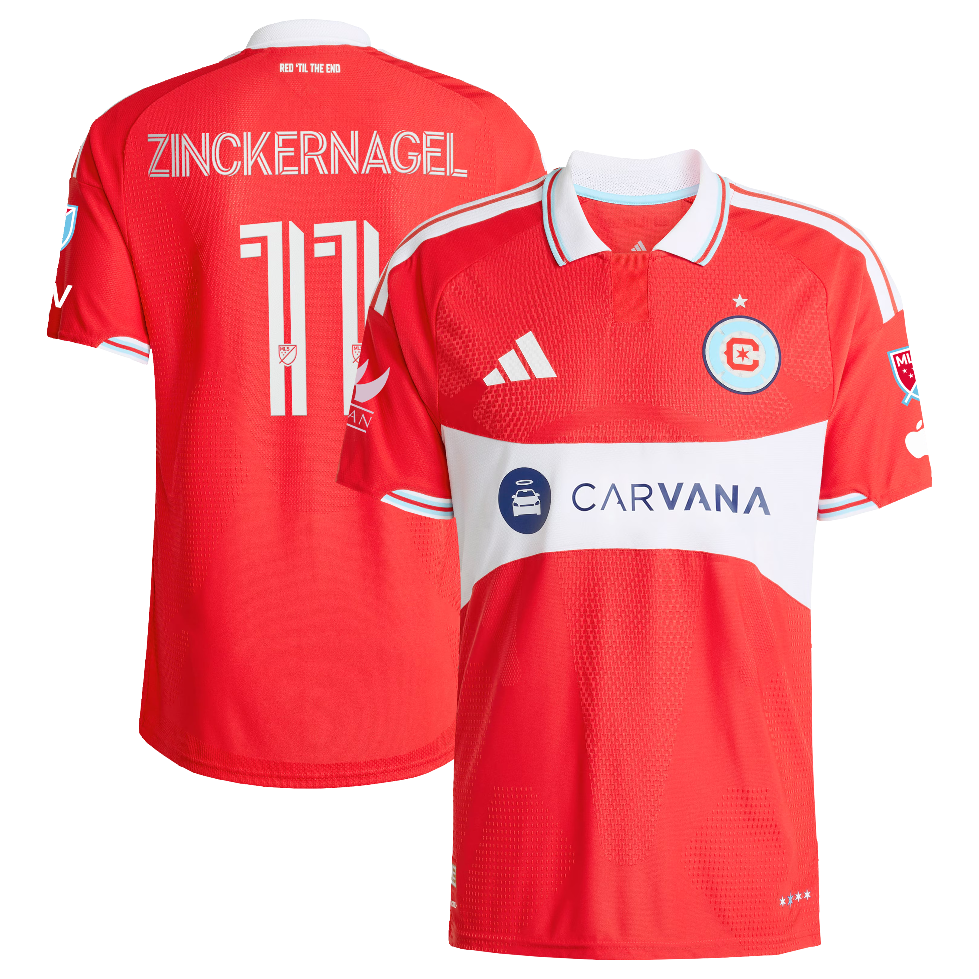 Chicago Fire // adidas Philip Zinckernagel #11 Official 2026 Forever Red On-Field Patch Jersey – Red