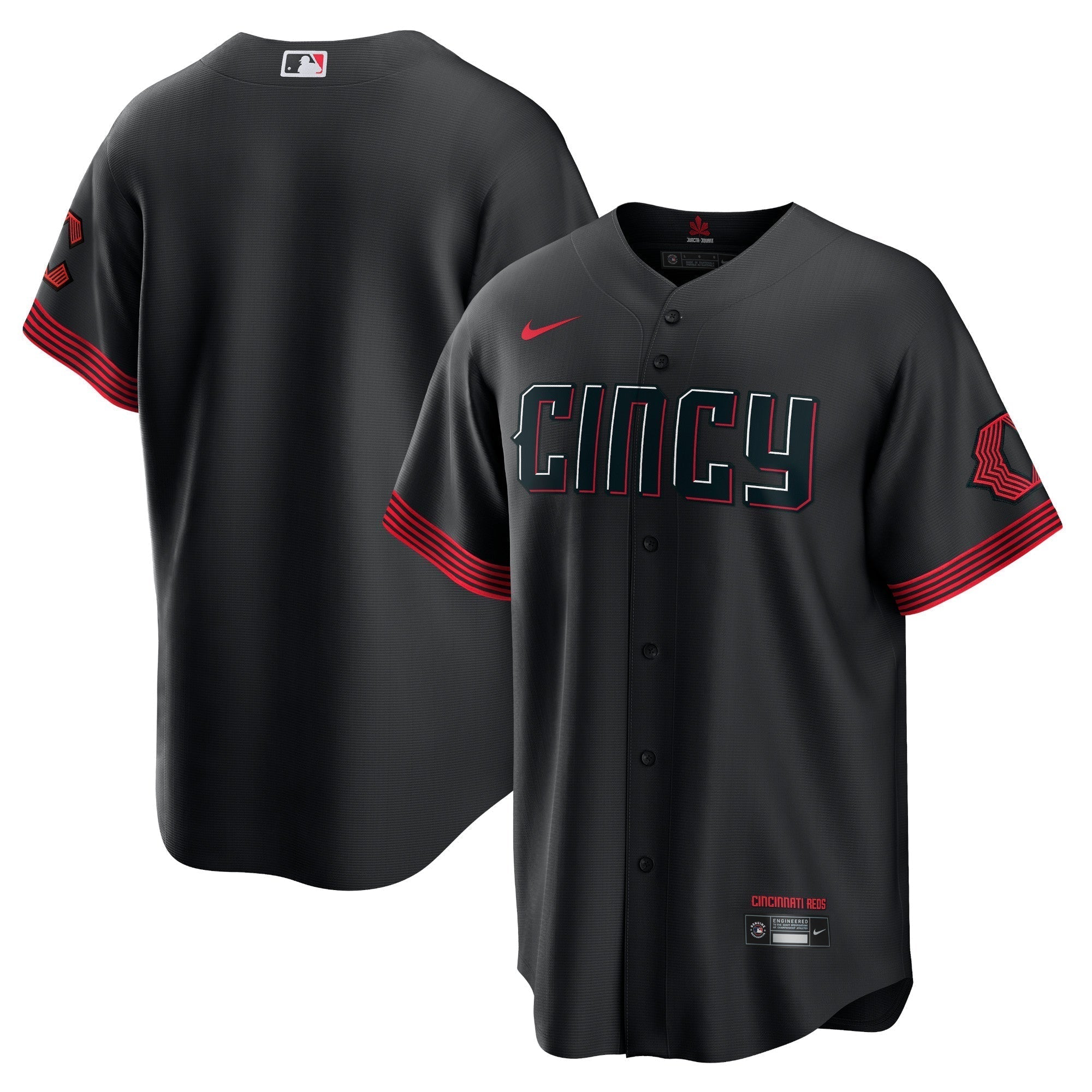 Cincinnati Reds Nike City Connect Custom Authentic T-shirt - Black