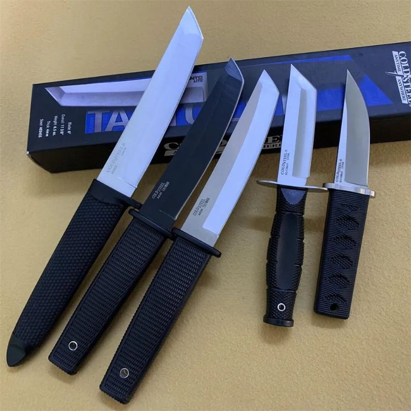 Cold Steel 17T Tanto Fixed Blade: 25cm Tactical Hunter | High-Traction Rubber Grip