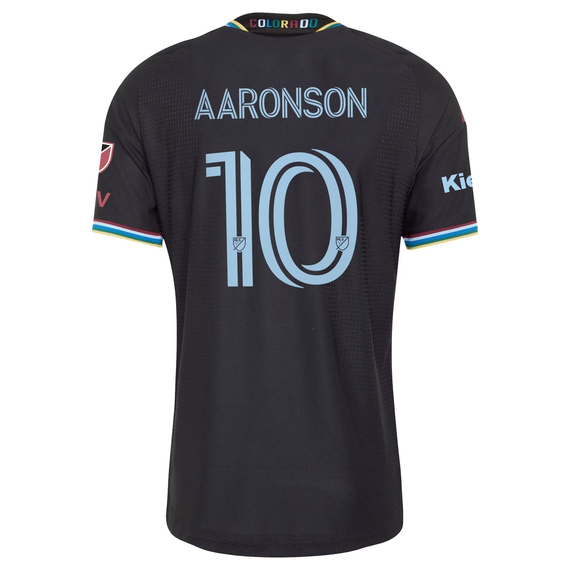 Colorado Rapids // adidas Paxten Aaronson #10 Official 2026 Colorful Colorado On-Field Patch Jersey – Black