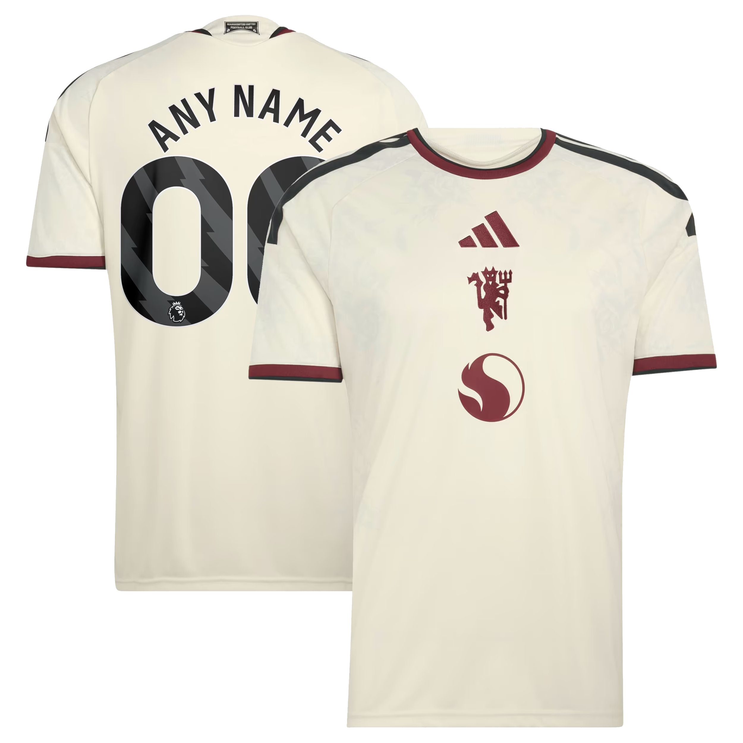 Cream Rose Print Third Customizable Soccer Jersey | Athletic Apparel Man United