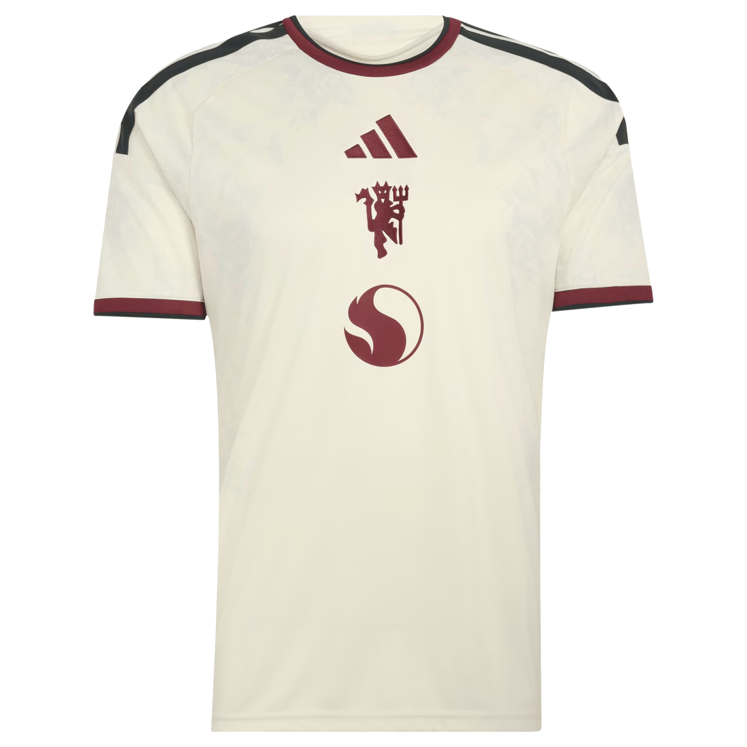Cream Rose Print Third Customizable Soccer Jersey | Athletic Apparel Man United