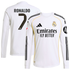 Cristiano Ronaldo 7 Real Madrid adidas 2025/26 Home Long Sleeve Jersey - White