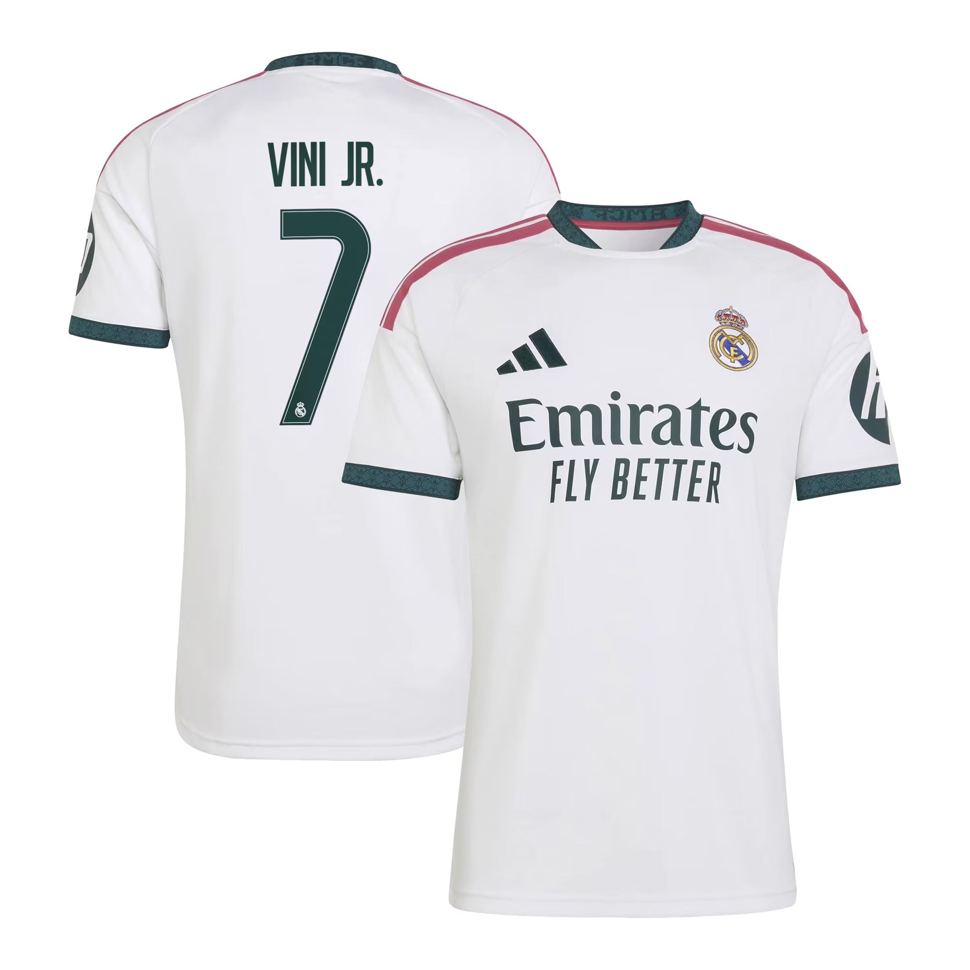 Custom White Athletic Soccer Jersey – Madrid Style 2026 (Vini Jr. #7)