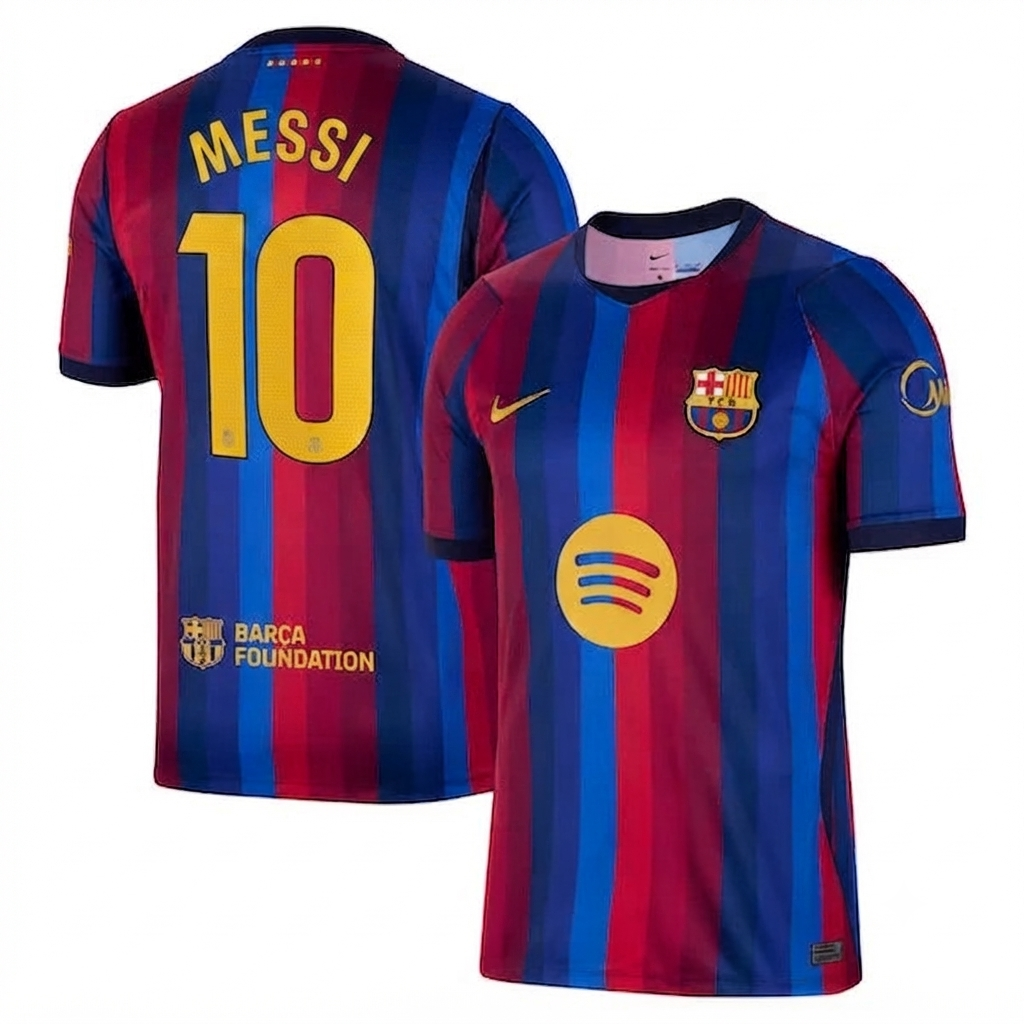 Custom Red & Blue Striped Soccer Jersey – Barcelona Style 2026/27 (Messi #10)
