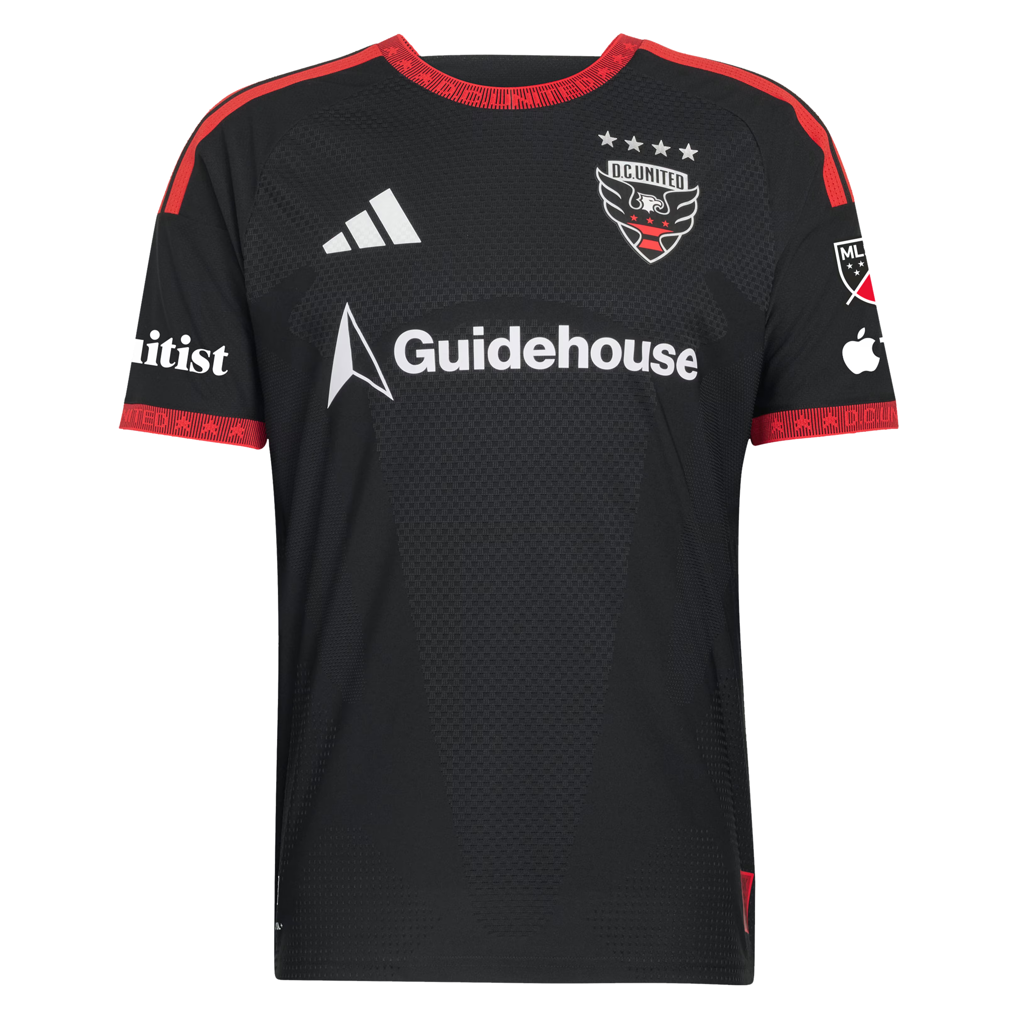 D.C. United // adidas Gabriel Pirani #10 Official 2026 Black-and-Red On-Field Patch Jersey – Black