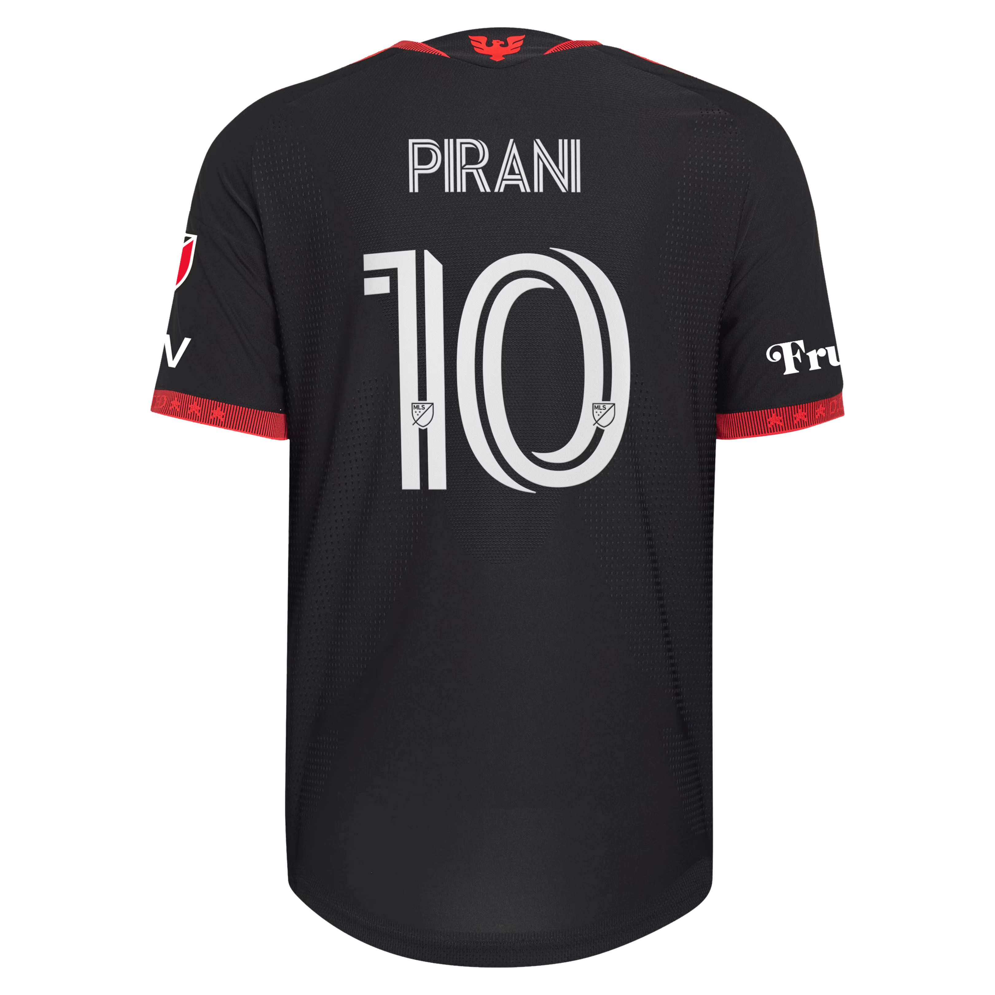D.C. United // adidas Gabriel Pirani #10 Official 2026 Black-and-Red On-Field Patch Jersey – Black