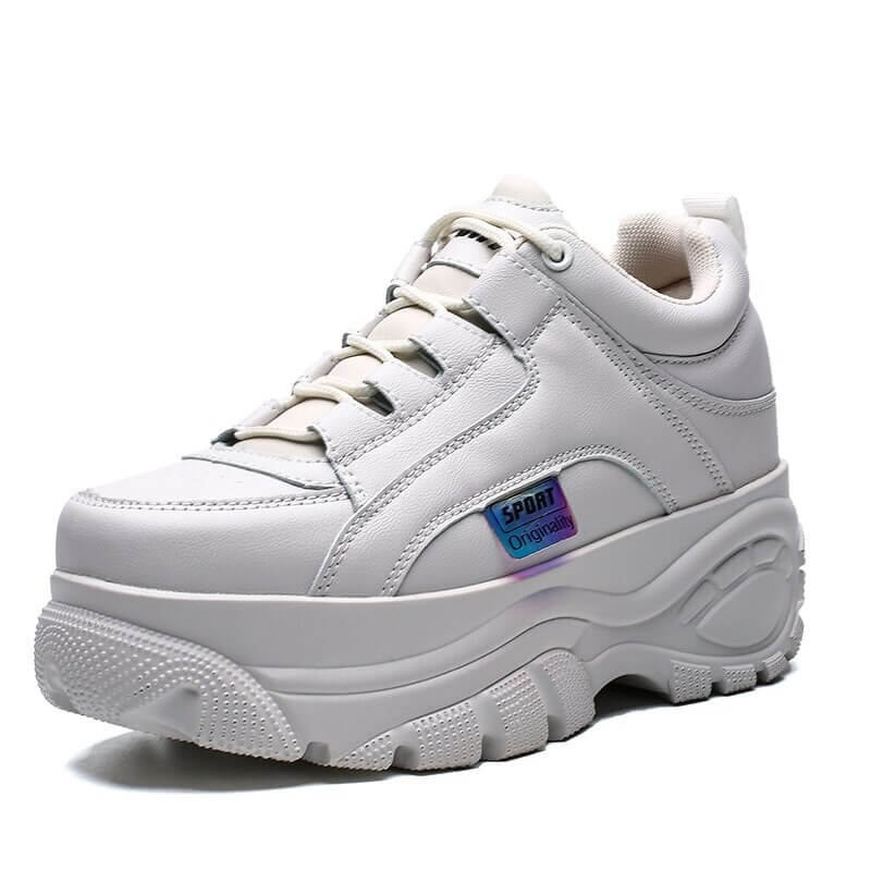 Fashion Thick Sole Women Sneakers Leather Platform Female Casual Shoes Chunky Sneakers 2019 Autumn Winter Women Creepers XU128