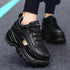 Fashion Thick Sole Women Sneakers Leather Platform Female Casual Shoes Chunky Sneakers 2019 Autumn Winter Women Creepers XU128