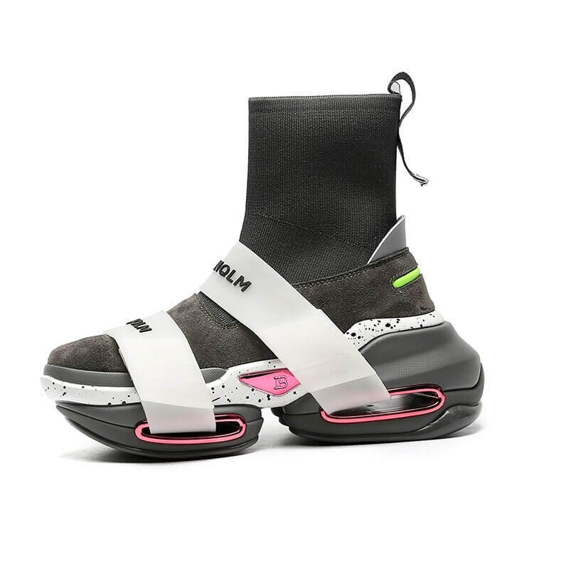 ADBOOV 202 New Fashion High Top Sock Sneakers Women Thick Sole Platform Casual Shoes Ladies Genuine Leather Slip On Sock Boots F