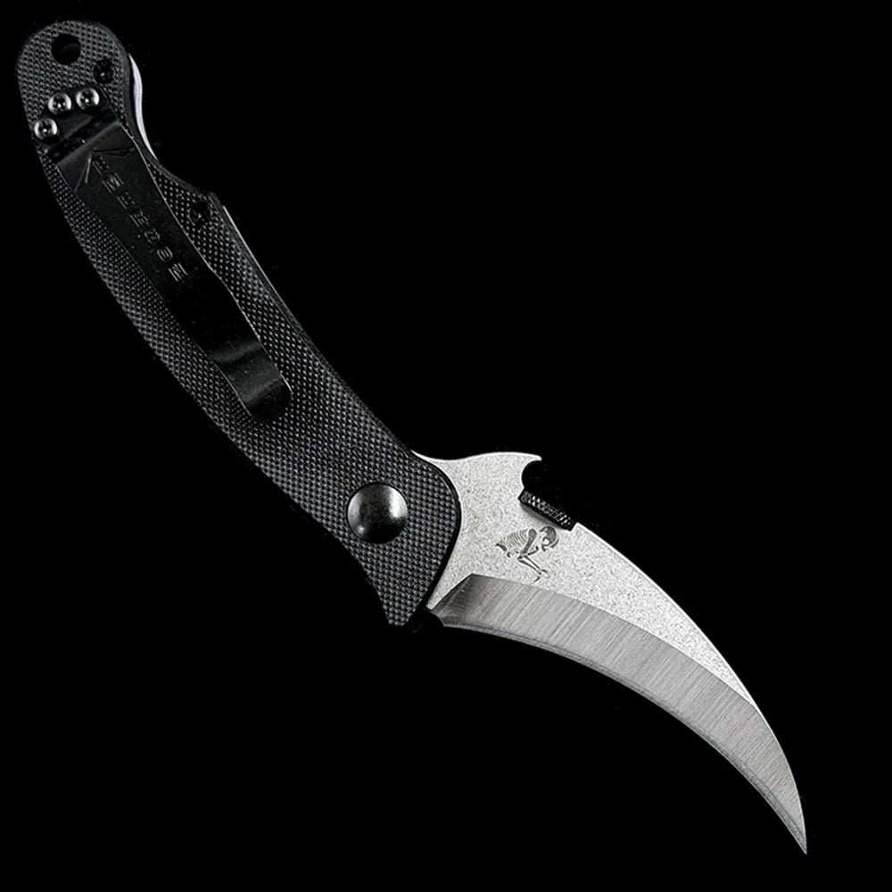 Emerson Elvia Tactical Flipper Knife – 2.75" 154CM Stainless Steel Hawkbill Blade – Textured G10 Handle Combat Folding Claw Knife