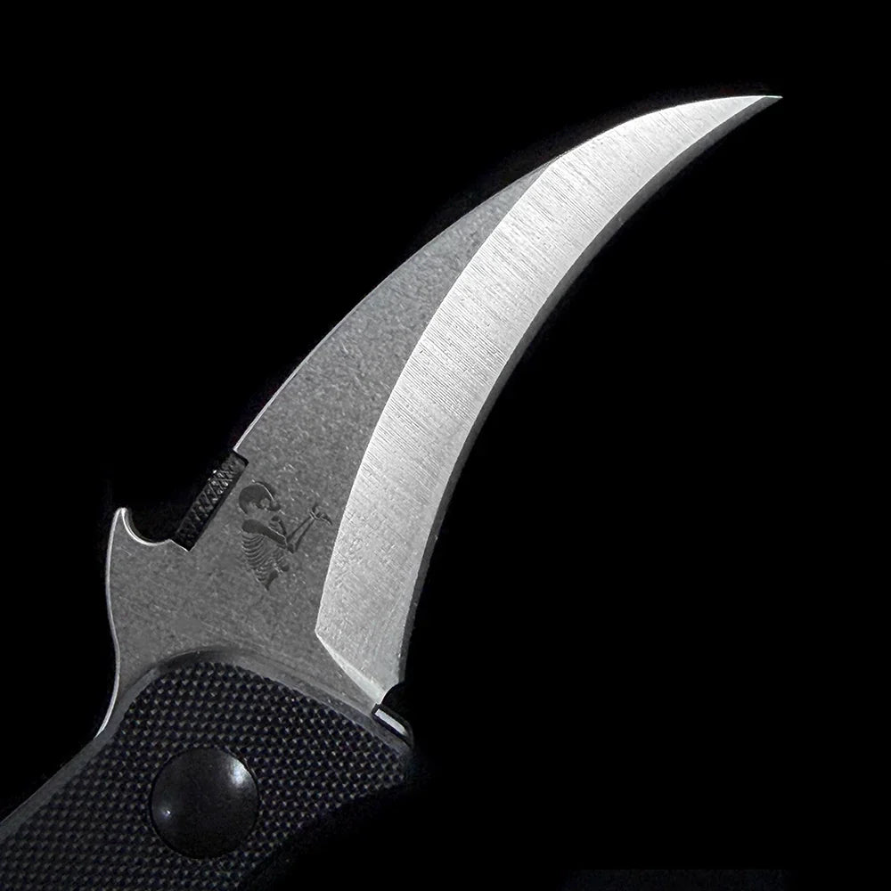 Emerson Elvia Tactical Flipper Knife – 2.75" 154CM Stainless Steel Hawkbill Blade – Textured G10 Handle Combat Folding Claw Knife