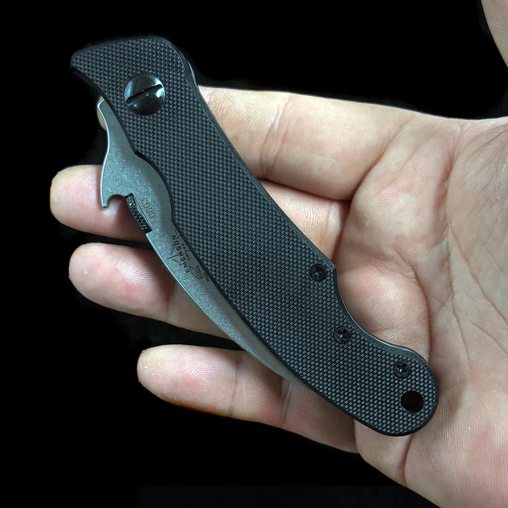 Emerson Elvia Tactical Flipper Knife – 2.75" 154CM Stainless Steel Hawkbill Blade – Textured G10 Handle Combat Folding Claw Knife