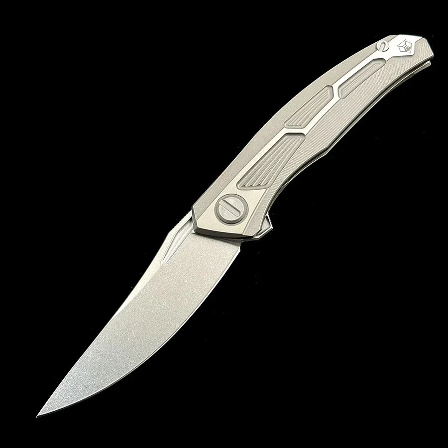 Shirogorov Quantum Folding Knife – 3.74" M390 Premium Steel Blade – Stonewashed TC4 Titanium Handle Flipper