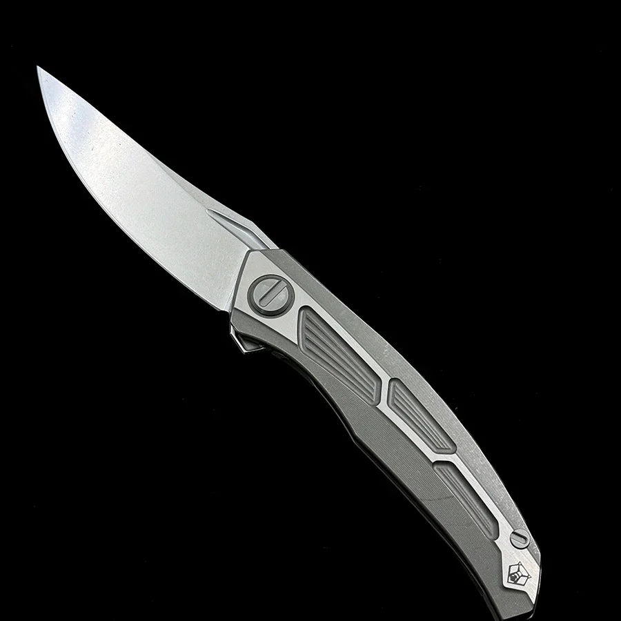 Shirogorov Quantum Folding Knife – 3.74" M390 Premium Steel Blade – Stonewashed TC4 Titanium Handle Flipper
