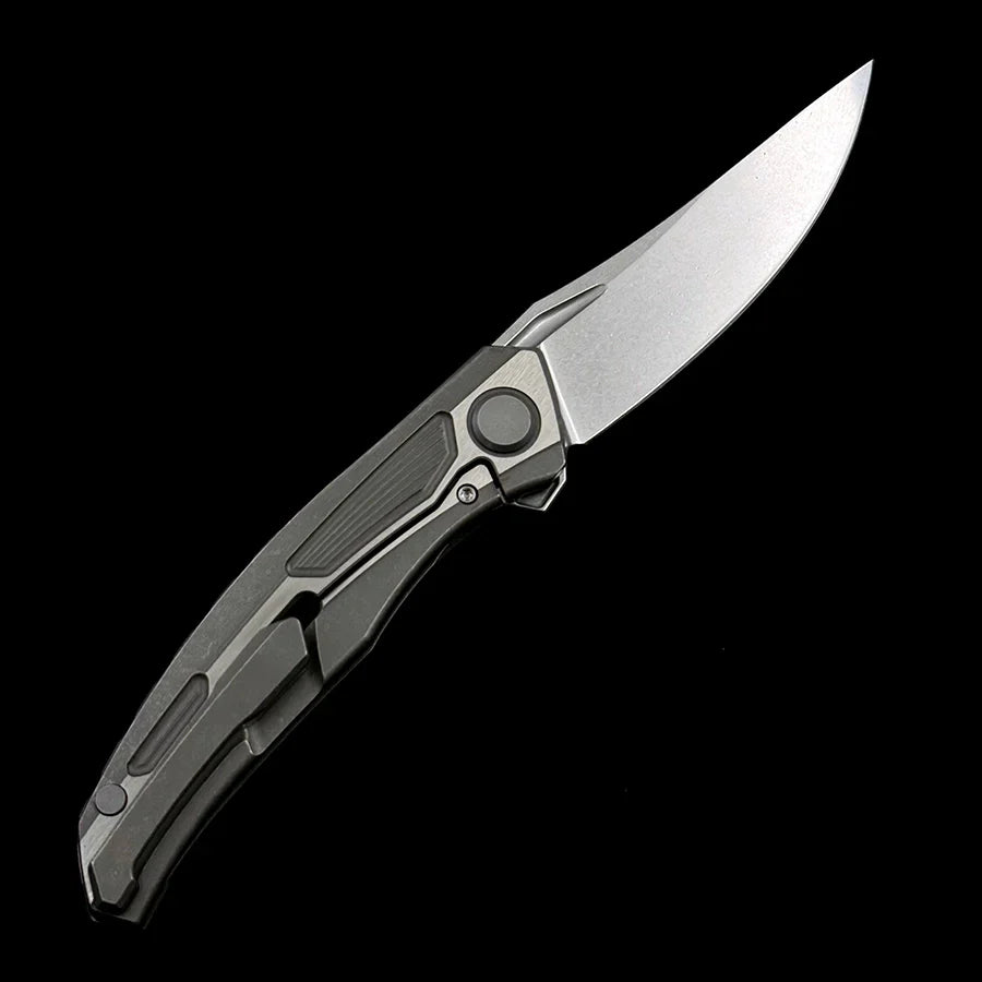 Shirogorov Quantum Folding Knife – 3.74" M390 Premium Steel Blade – Stonewashed TC4 Titanium Handle Flipper