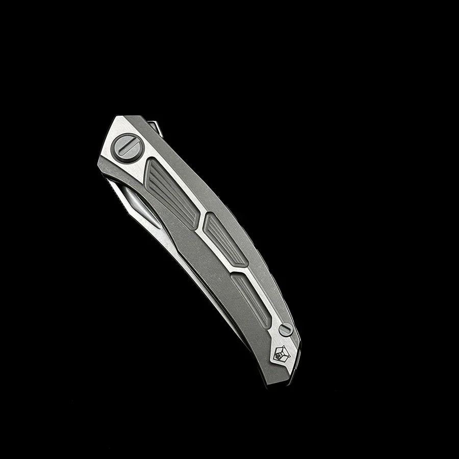 Shirogorov Quantum Folding Knife – 3.74" M390 Premium Steel Blade – Stonewashed TC4 Titanium Handle Flipper
