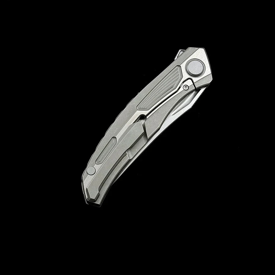 Shirogorov Quantum Folding Knife – 3.74" M390 Premium Steel Blade – Stonewashed TC4 Titanium Handle Flipper