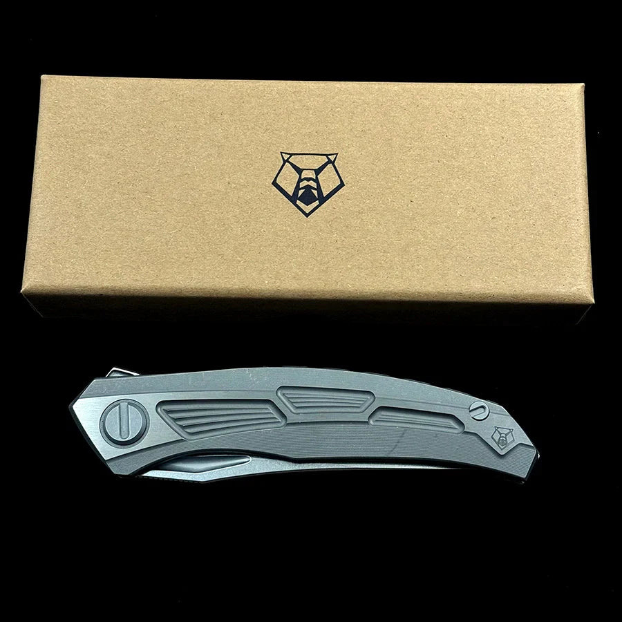 Shirogorov Quantum Folding Knife – 3.74" M390 Premium Steel Blade – Stonewashed TC4 Titanium Handle Flipper