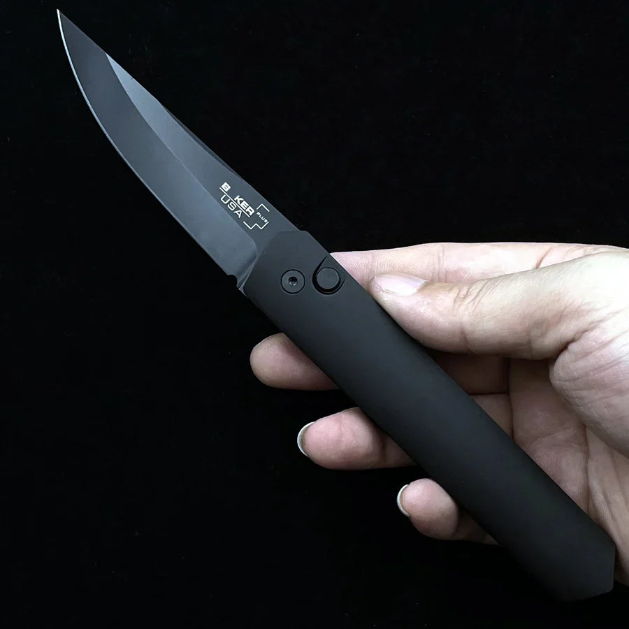 Pro-Tech Boker Kwaiken Automatic Folding Knife – 3.50" 154CM Steel Blade – CNC-Milled Black Aluminum Handle