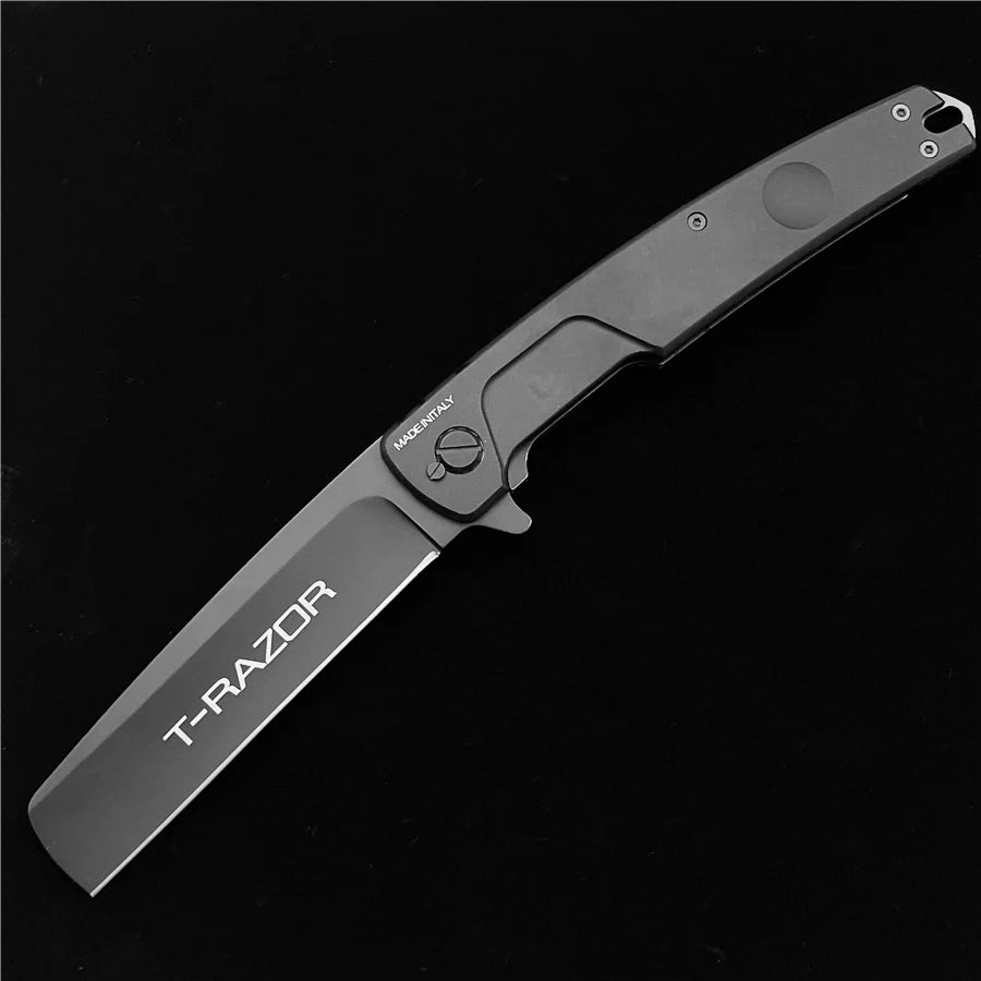 Extrema Ratio T-Razor Folding Knife – 3.86" N690 Steel Blade – CNC-Cut Black 6061-T6 Aluminum Handle