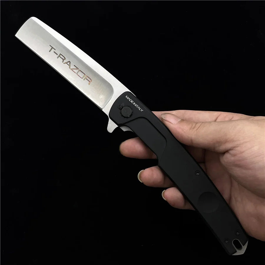 Extrema Ratio T-Razor Folding Knife – 3.86" N690 Steel Blade – CNC-Cut Black 6061-T6 Aluminum Handle