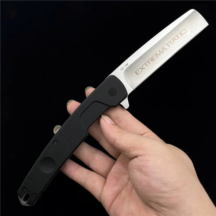 Extrema Ratio T-Razor Folding Knife – 3.86" N690 Steel Blade – CNC-Cut Black 6061-T6 Aluminum Handle