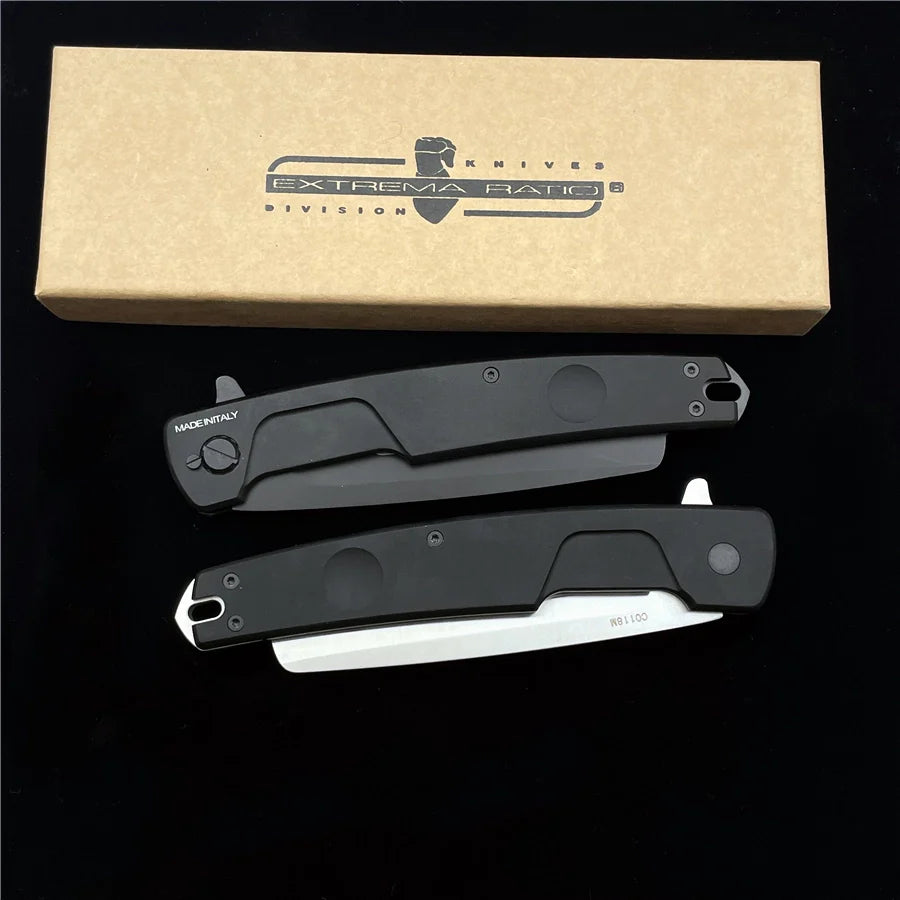 Extrema Ratio T-Razor Folding Knife – 3.86" N690 Steel Blade – CNC-Cut Black 6061-T6 Aluminum Handle