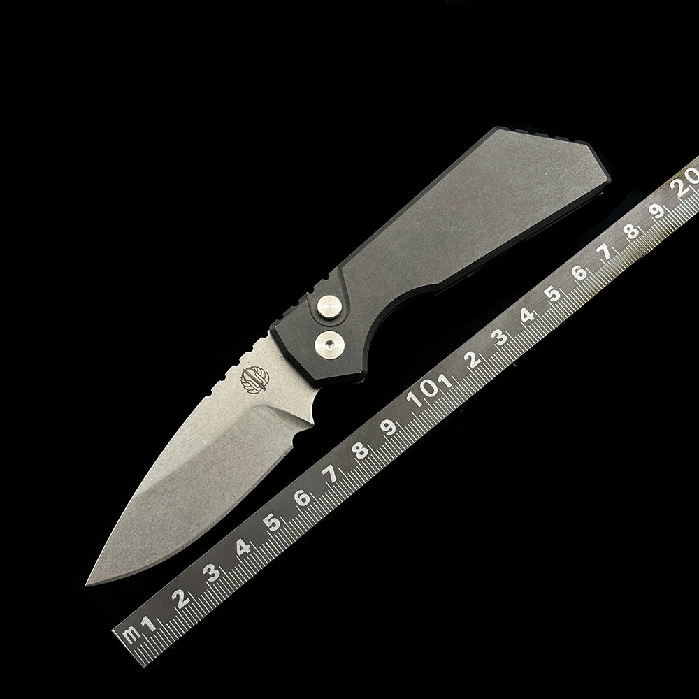 ProTech Strider PT201 PT+ AUTO Folding Knife – 3.05" CPM-MagnaCut Stonewash Blade – Black T6-6061 Aluminum Handle