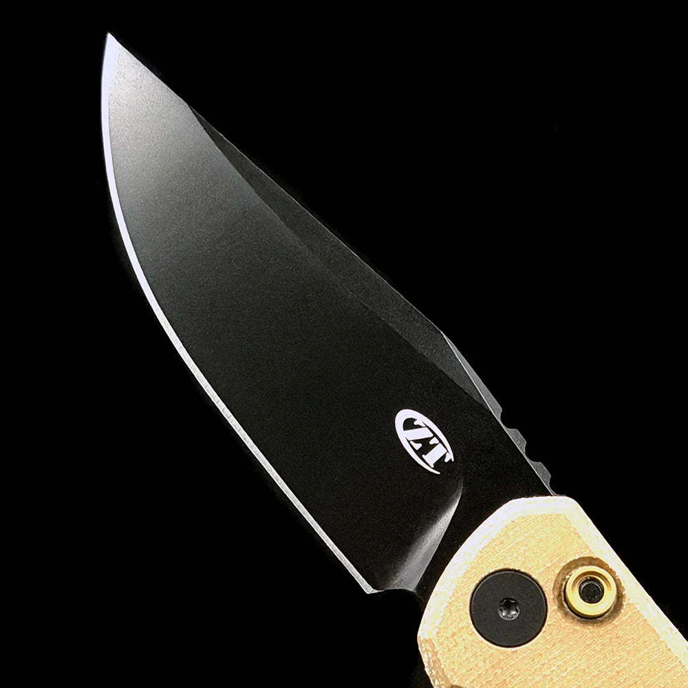 Zero Tolerance 0512 Automatic Folding Knife – 3.45" CPM-CruWear Dark Bronze Cerakote Blade – Premium Canvas Micarta Handle