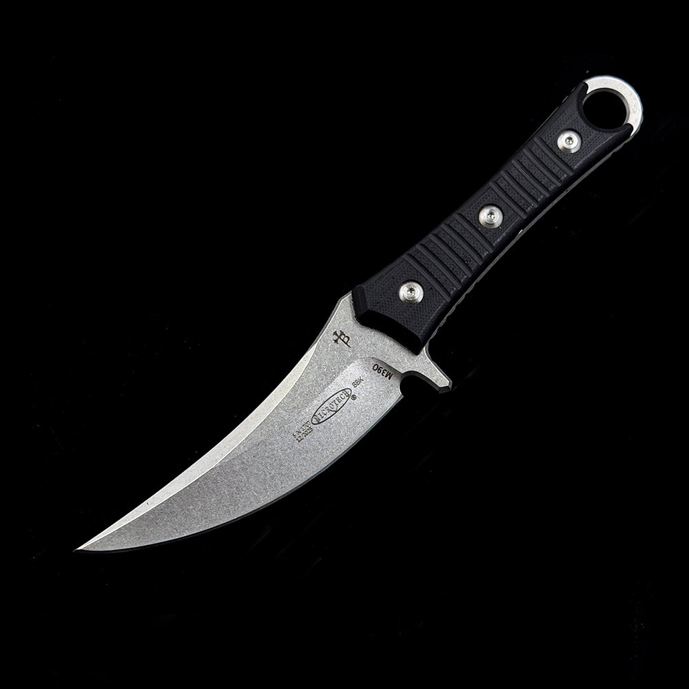 Microtech SBK Borka Fixed Blade Knife – 4.33" M390 Premium Steel Blade – Sculpted Black G10 Handle Tactical Full-Tang Straight Knife
