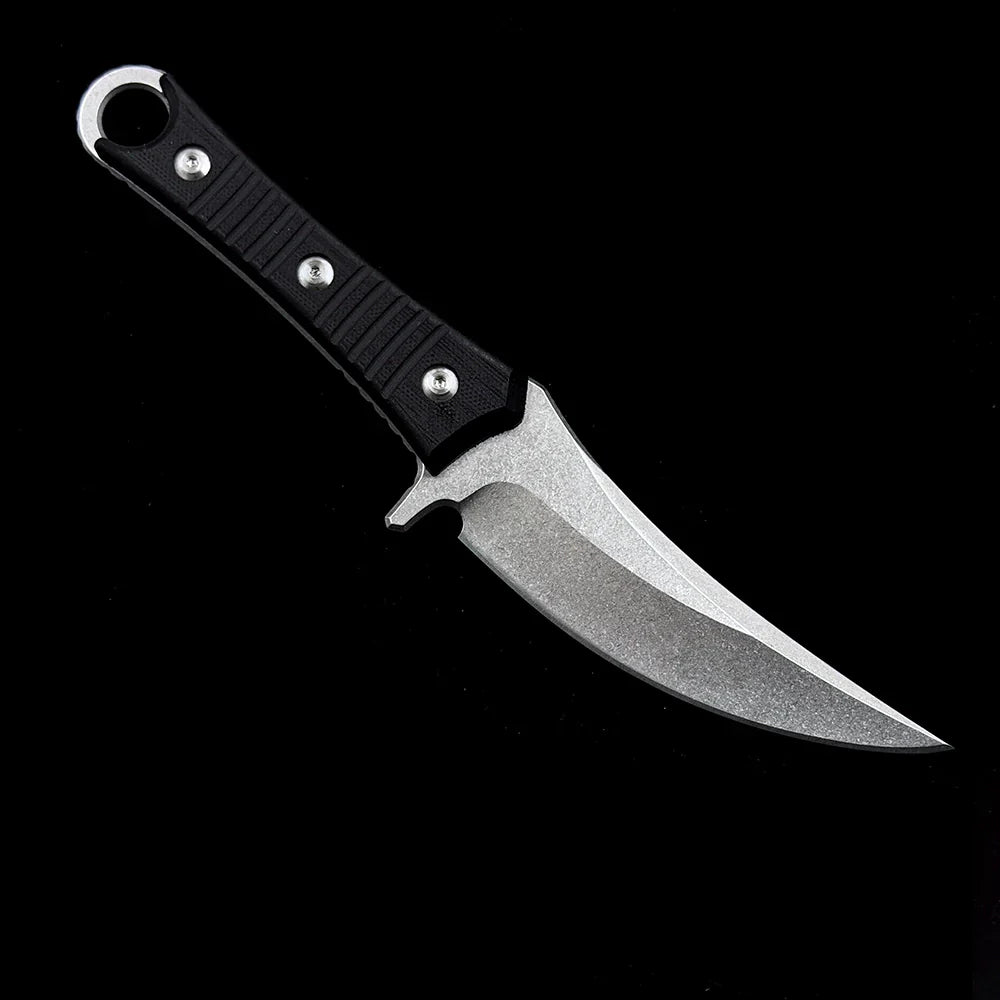 Microtech SBK Borka Fixed Blade Knife – 4.33" M390 Premium Steel Blade – Sculpted Black G10 Handle Tactical Full-Tang Straight Knife