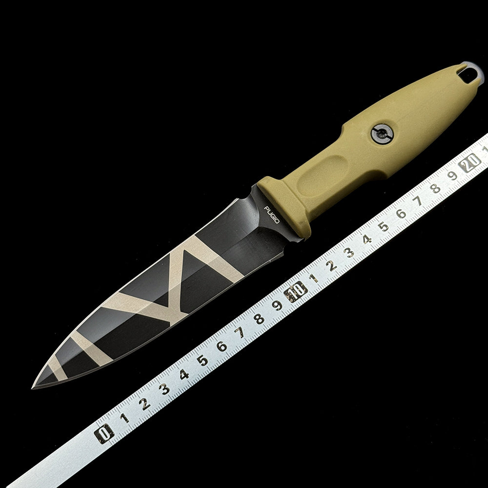 Extrema Ratio Pugio Roman Consul Fixed Blade Knife – 4.72" N690 Steel Dagger – Black Titanium Tiger Stripe Finish