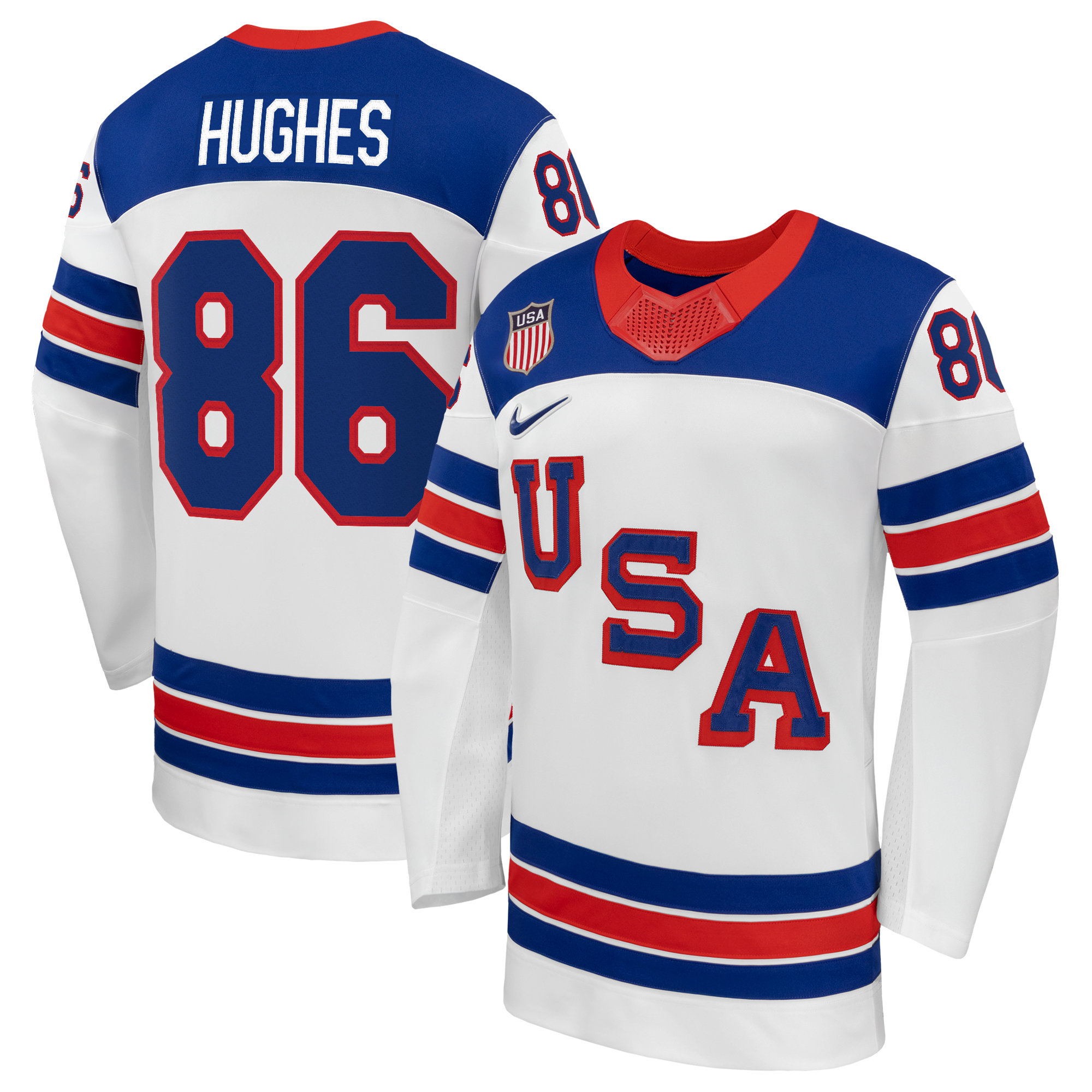 Jack Hughes #86 USA Hockey 2026 Away Jersey - Nike White