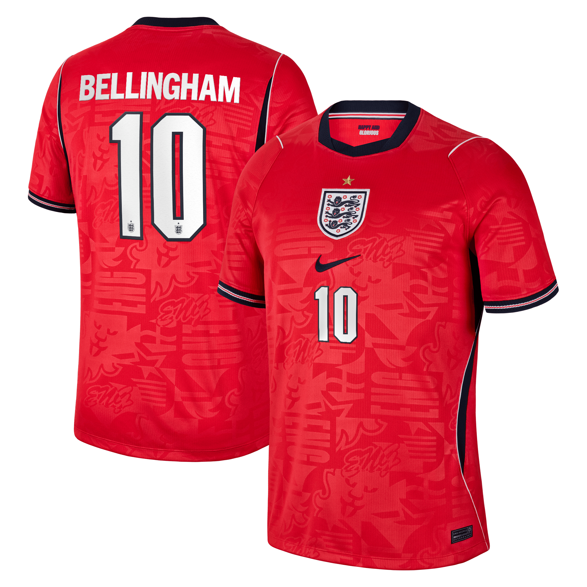 Jude Bellingham England National Team Nike 2026 Away Stadium Replica Jersey - Red