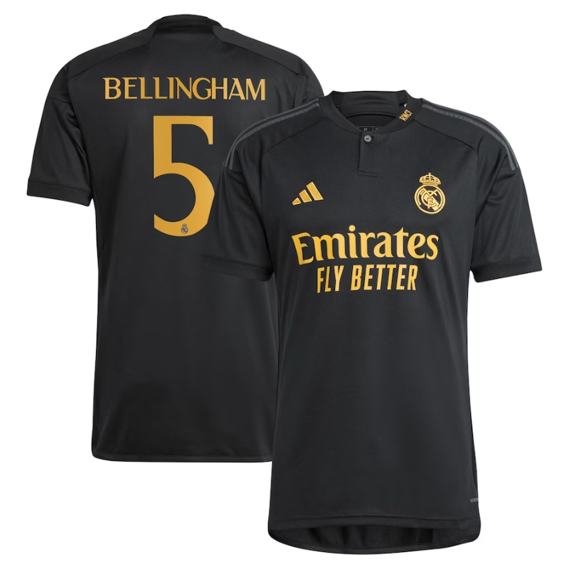 Jude Bellingham Real Madrid Adidas 2023/24 Third Authentic T-shirt - Black