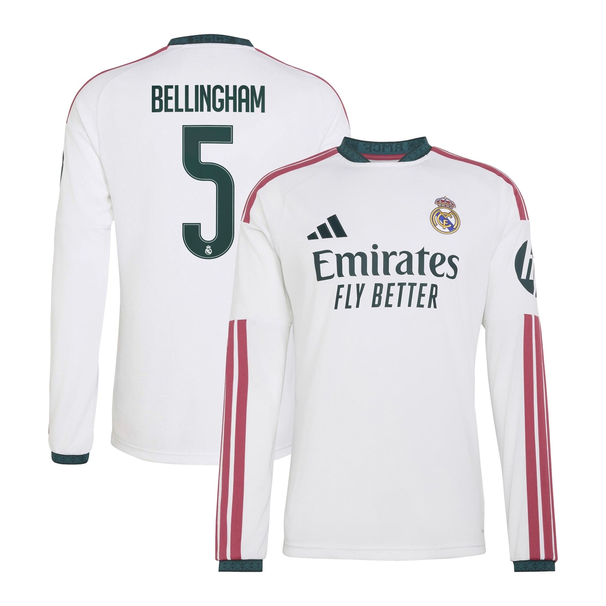 Jude Bellingham Real Madrid adidas 2026/27 Home Replica Long Sleeve Jersey - White