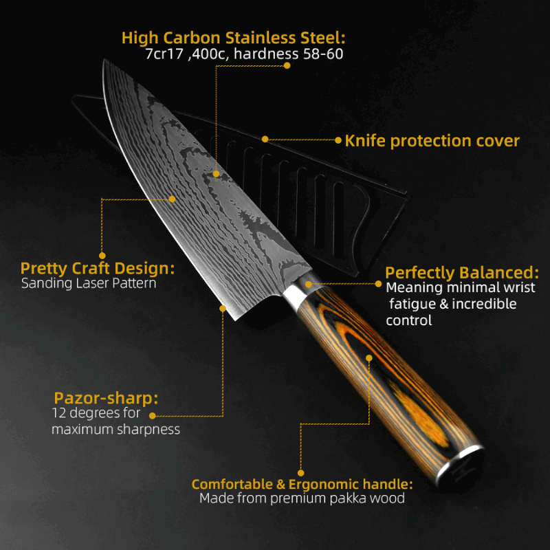 Kitchen Knives Set Chef Japanese 7CR17 440C High Carbon Stainless Steel